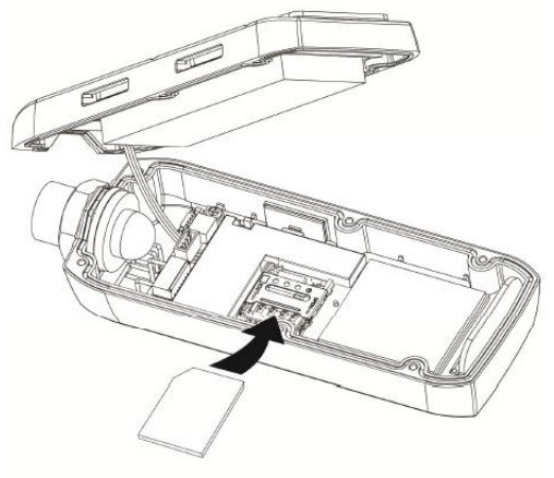 本体のネジを外して蓋を開け、中にSIMカードを取り付けます